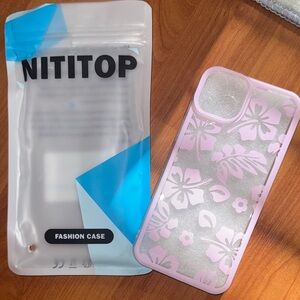 2 Pink Floral iPhone  14 plus Cases